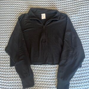 Aerie Black Quarter-Zip Pullover